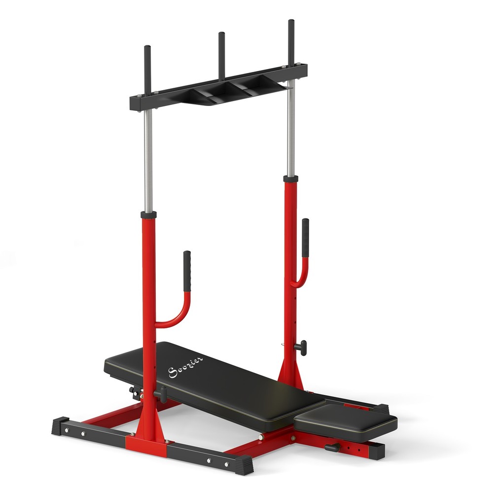 Leg Press Machine with Adjustable Leg, Back, Head Positions, Red