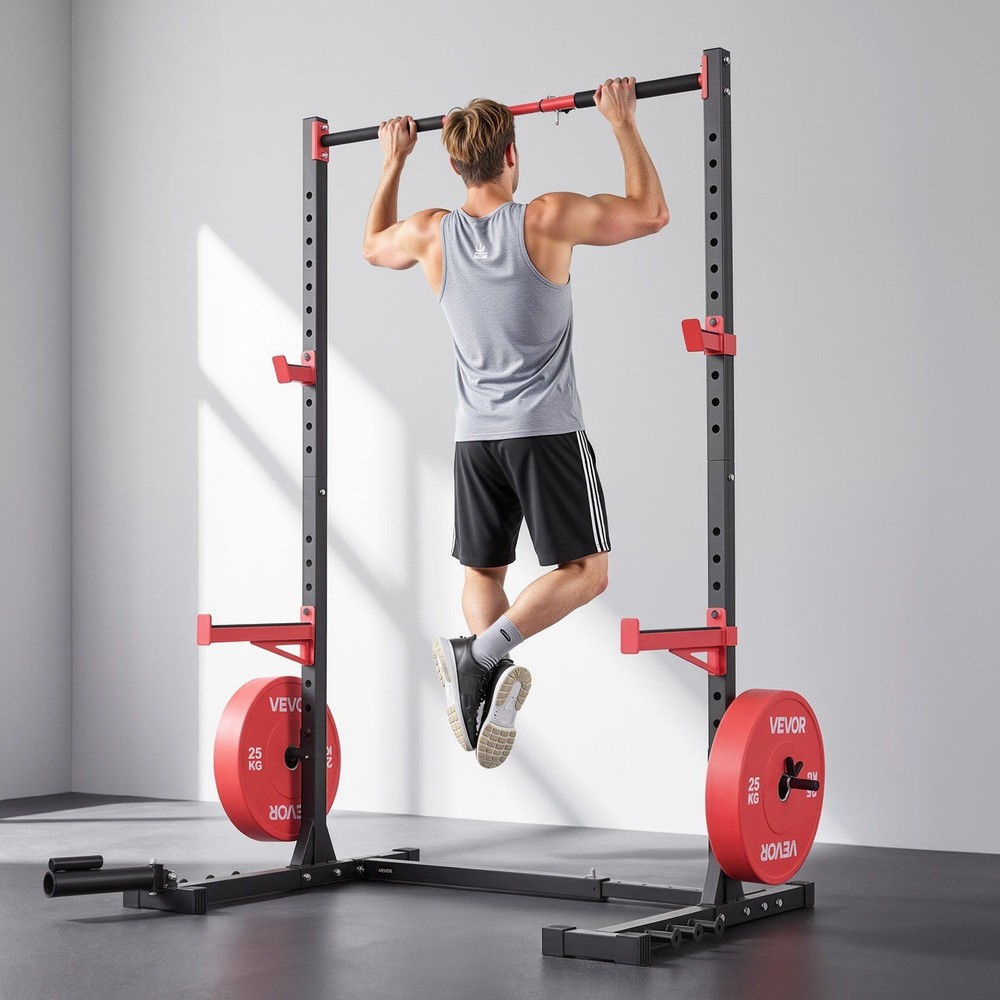 Multifunctional Squat Rack: J-Hooks, Safety Bars, Pull-Up Bar, Landmine