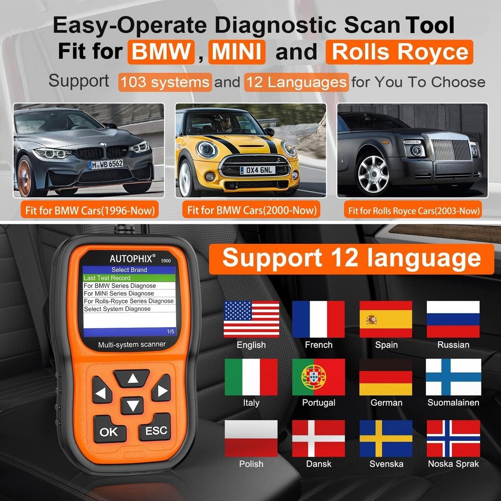For BMW Mini OBD2 Scanner Full System Diagnostic Tool Battery Registration Reset