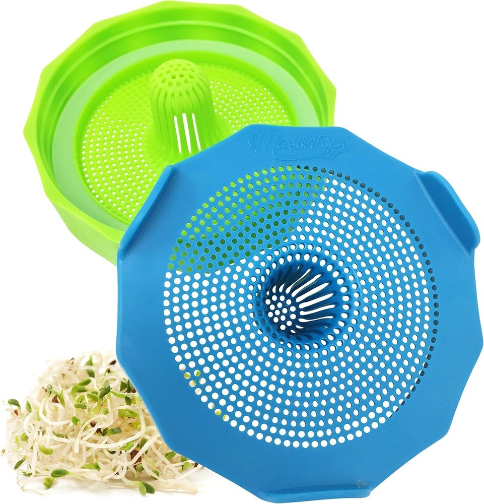Bean Screen Plastic Mason Jar Sprouting Lids Mason Jar Sprouting Kit – For Gr...