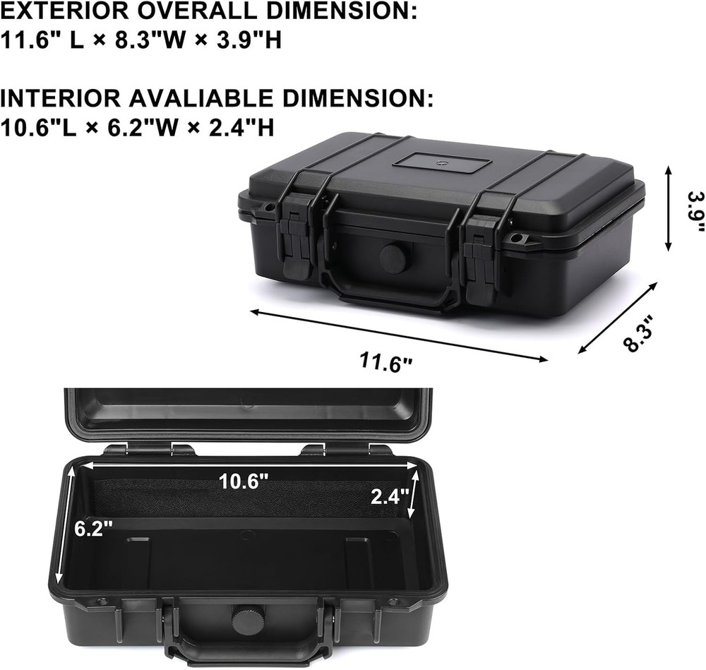 Waterproof Hard Case with Foam Insert Shockproof Tool Storage Box