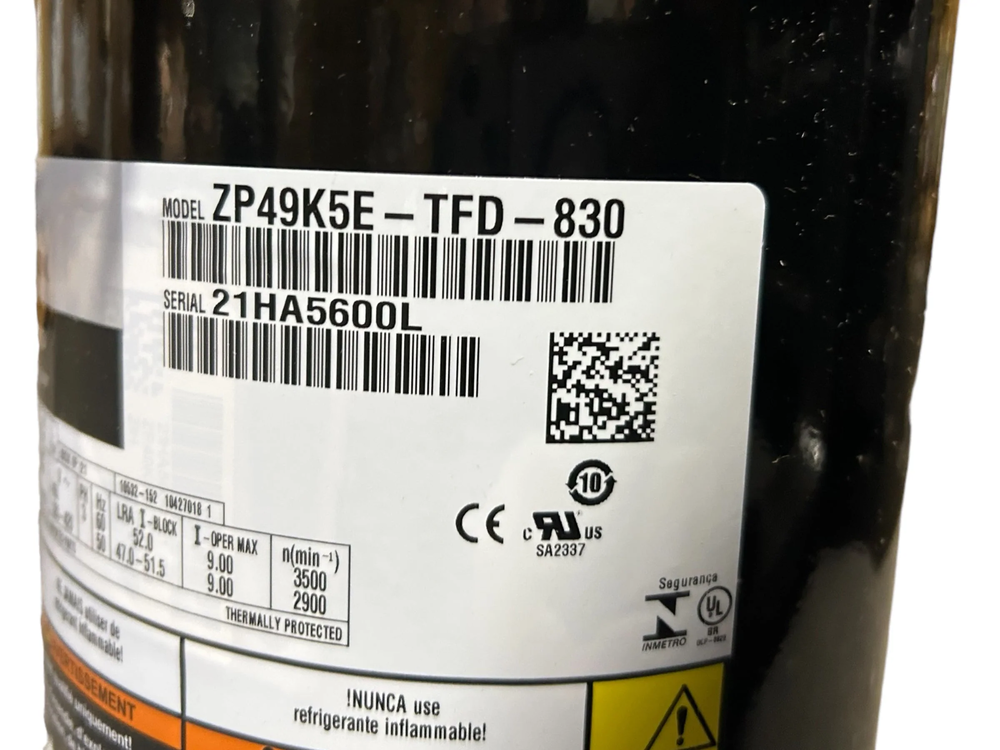 Copeland, Scroll, Compressor, ZP49K5E-TFD-830, 49000 BTU