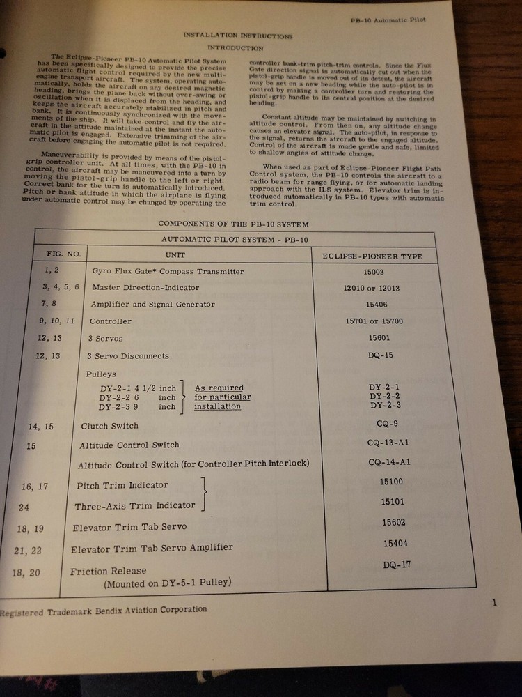 Bendix Eclipse -Power Autopilot Install Manual, PB-10