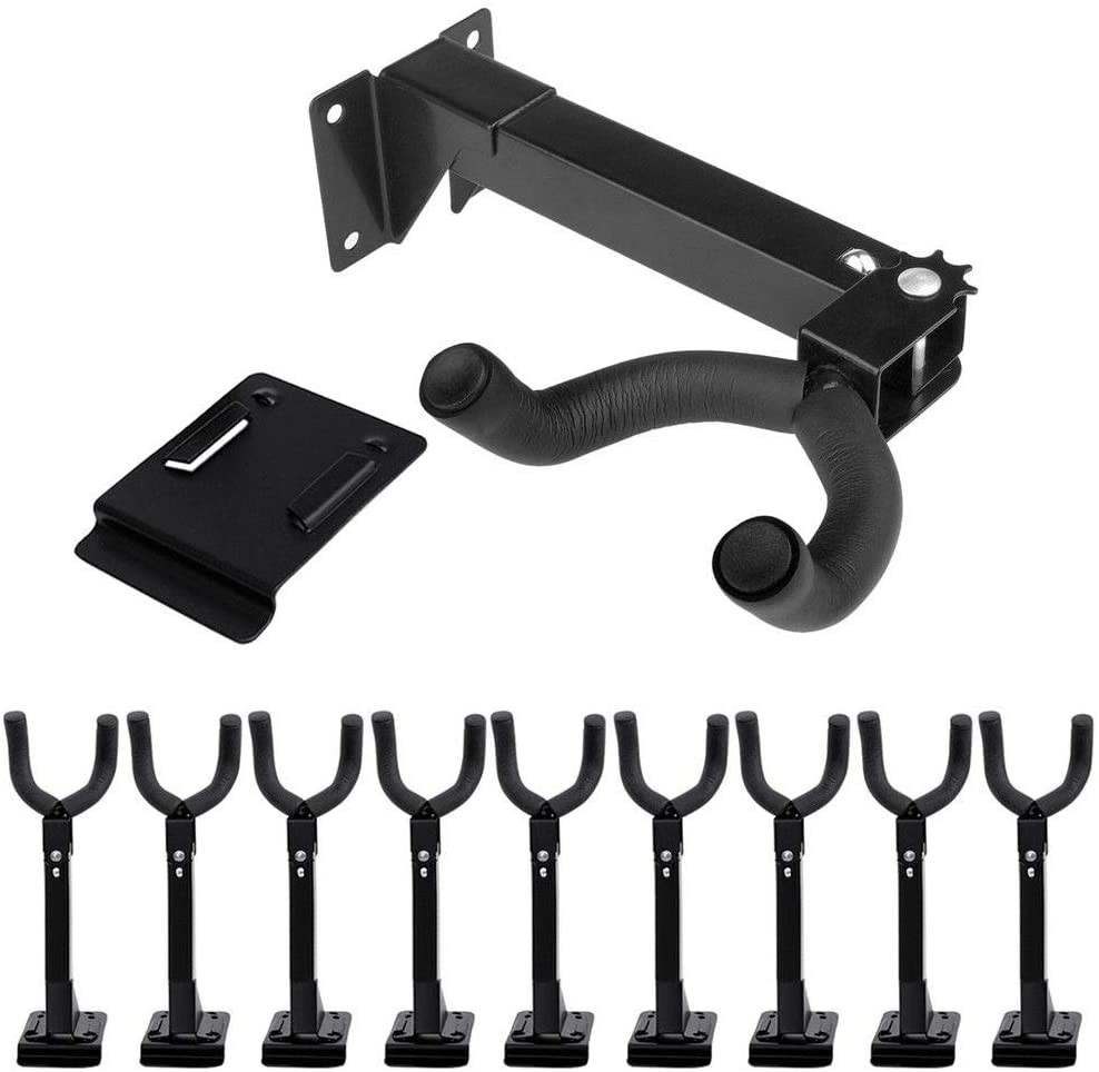 Guitar Hanger Wall Mount Hook Stand 180° Adjustable W/Slat Wall Adapter 10Pcs