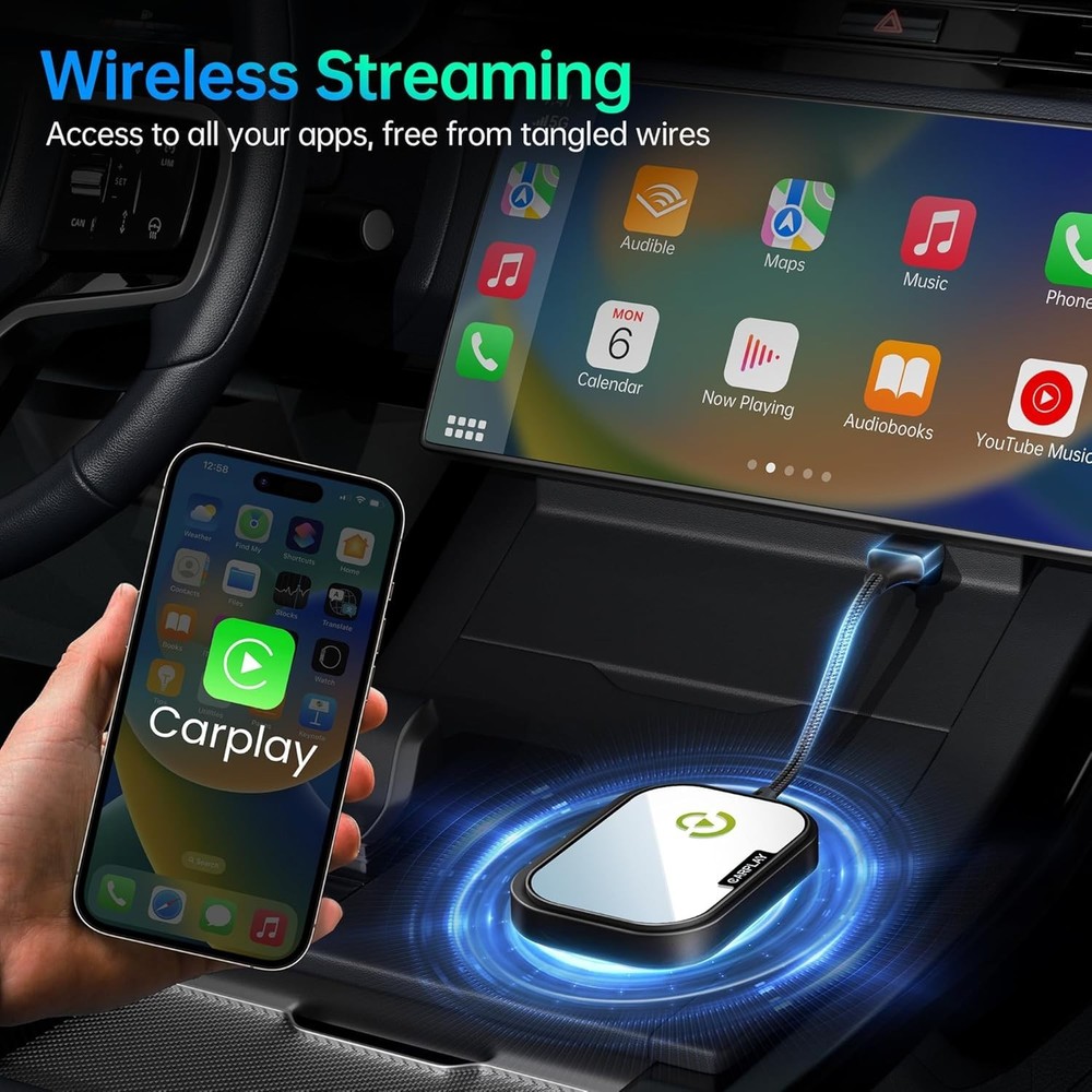 Wireless Apple CarPlay Adapter Plug Play Auto Connect iPhone Cars
