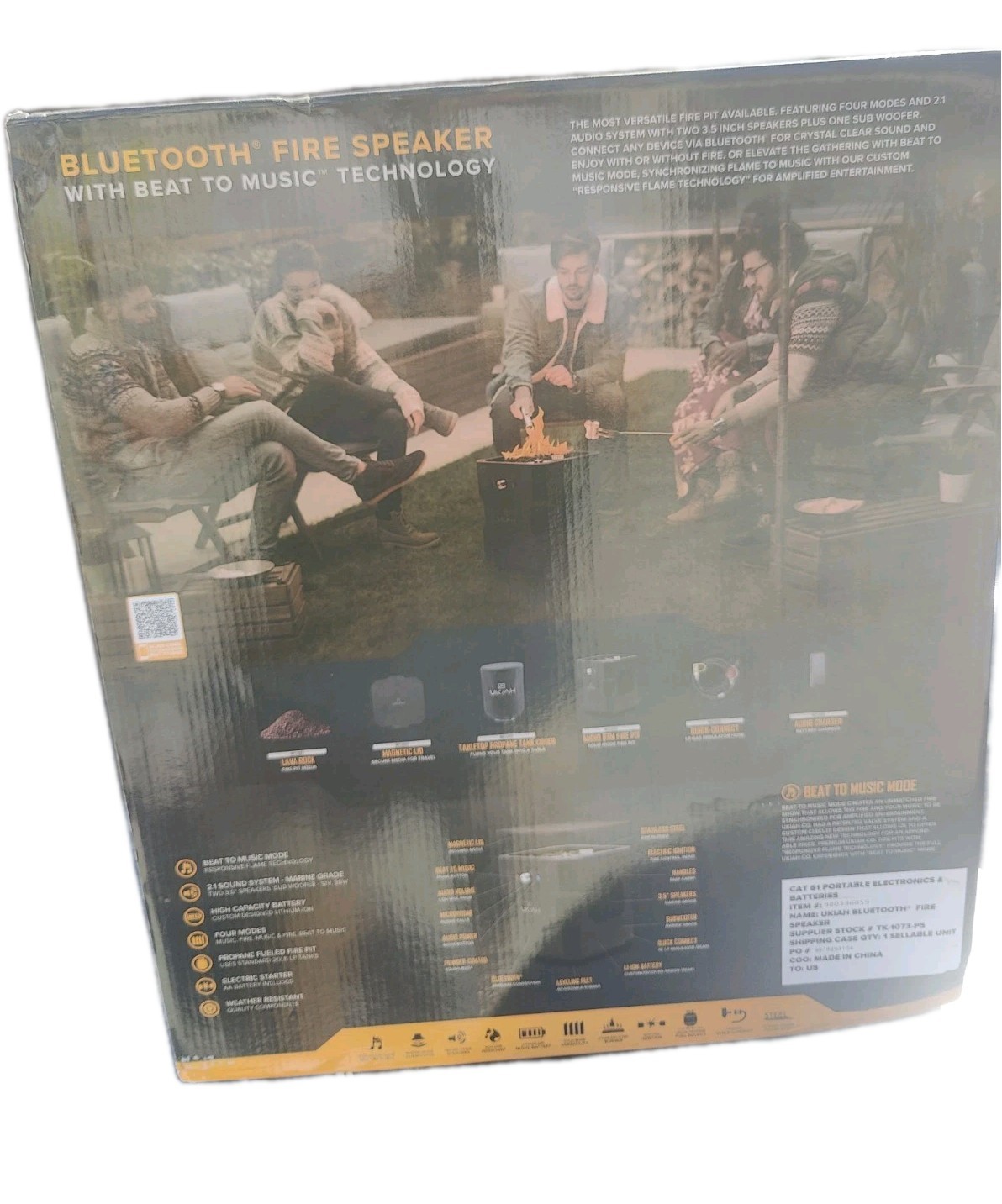 Ukiah Note Portable Audio Propane Fire Pit with Beat to Music Technology New!!!