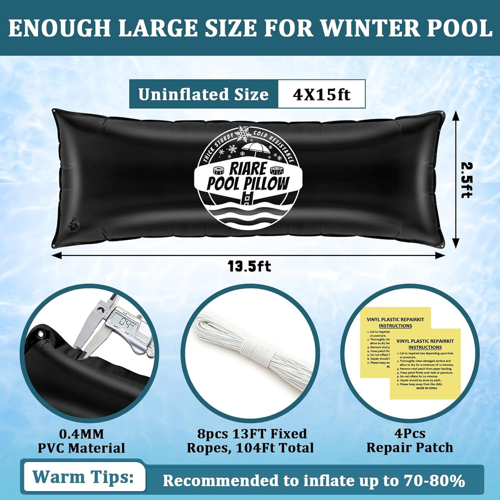 2 Pack 4X15Ft Large Pool Pillow for above Ground Pools- Cold-Resistant Thick Win
