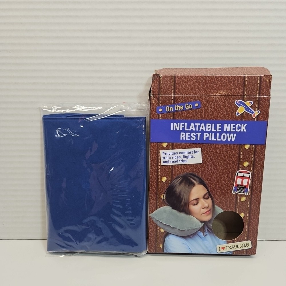 Inflatable Neck Rest Pillow Blue