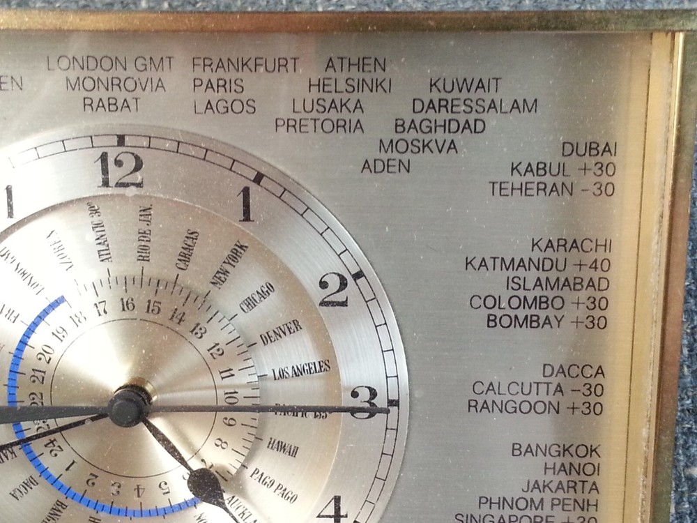 Vtg Elgin West Germany World Time Zone Clock