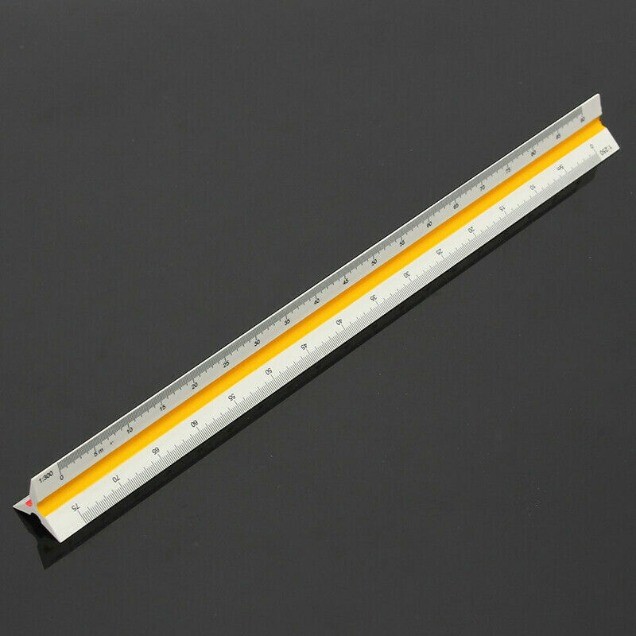 30cm/12" Solid Plastic Metric Triangular Scale Ruler Architect Engineers