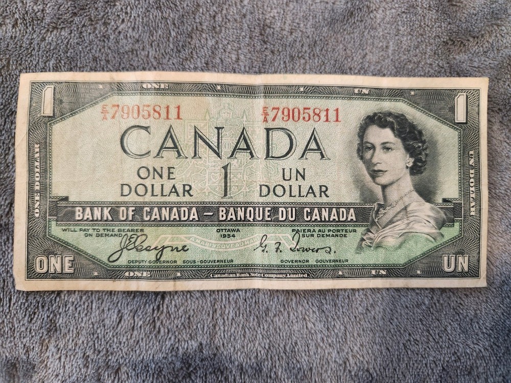 🇨🇦 Canada 1 dollar 1954 E/A Banknotes DEVILS HAIR