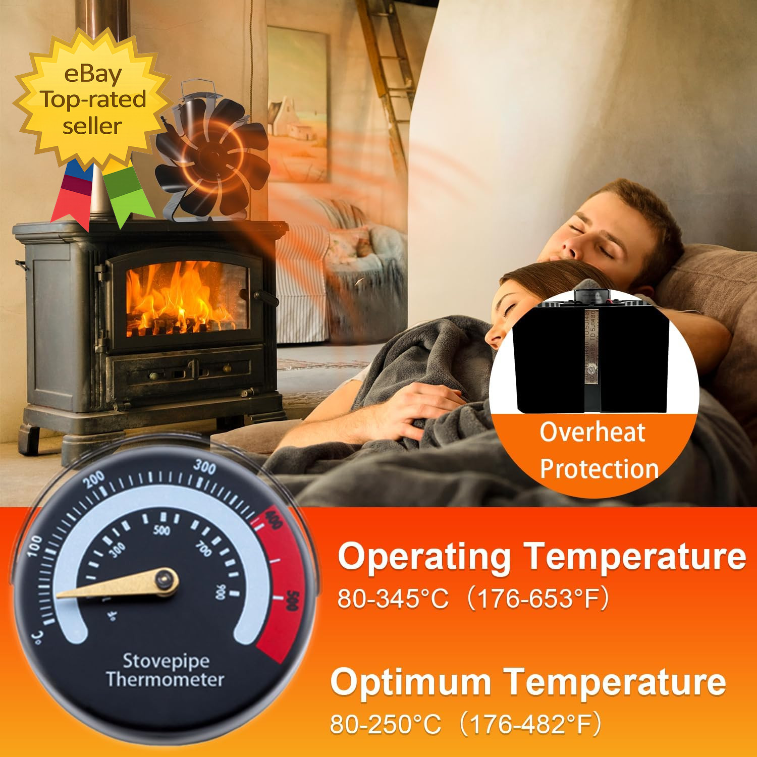 Wood Stove Fan Heat Powered Fireplace Fans Non Electric Heat Activated Thermal F