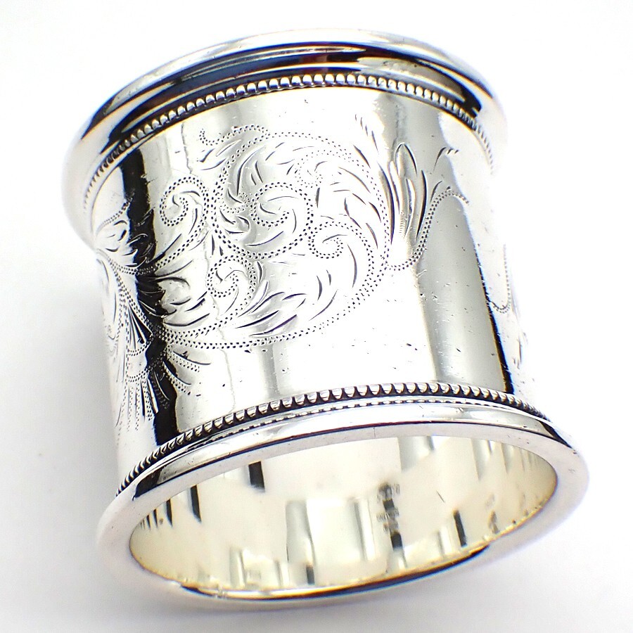Engraved Scroll Napkin Ring Gorham Sterling Silver Mono Ida