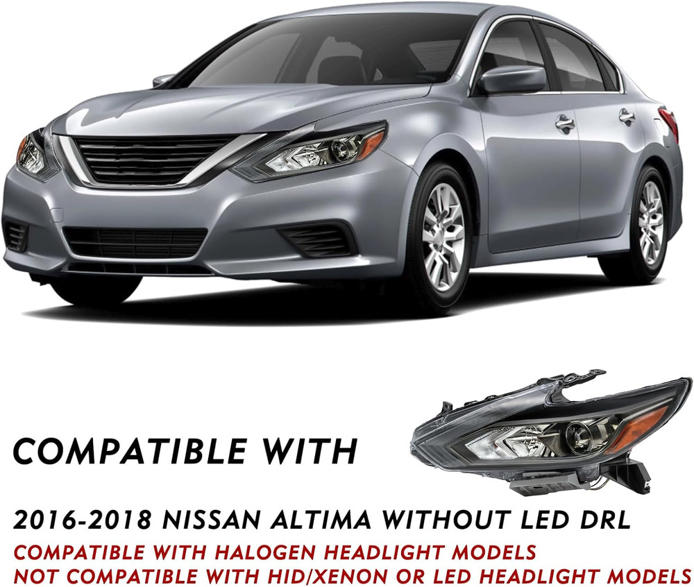 [Halogen Model W/O LED DRL Headlight Assembly Replacement for 2016 2017 2018 Nis