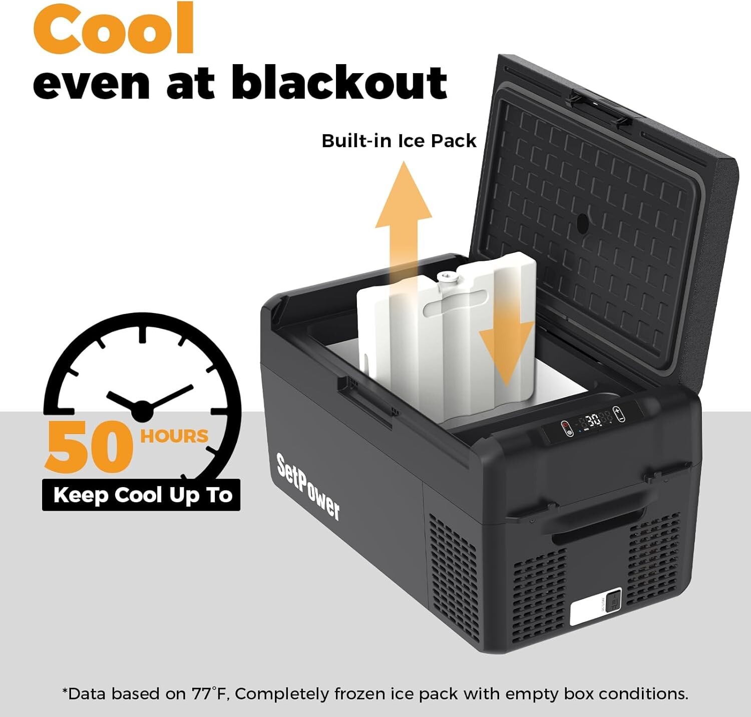 Setpower RF20 12V Portable Refrigerator with PG216WH Battery Pack for camping