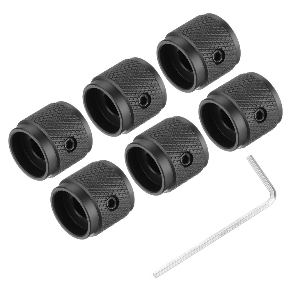 6PCS Guitar Knobs Metal, Volume Tone Control Dome Knobs 1/4" x 5/8", Black