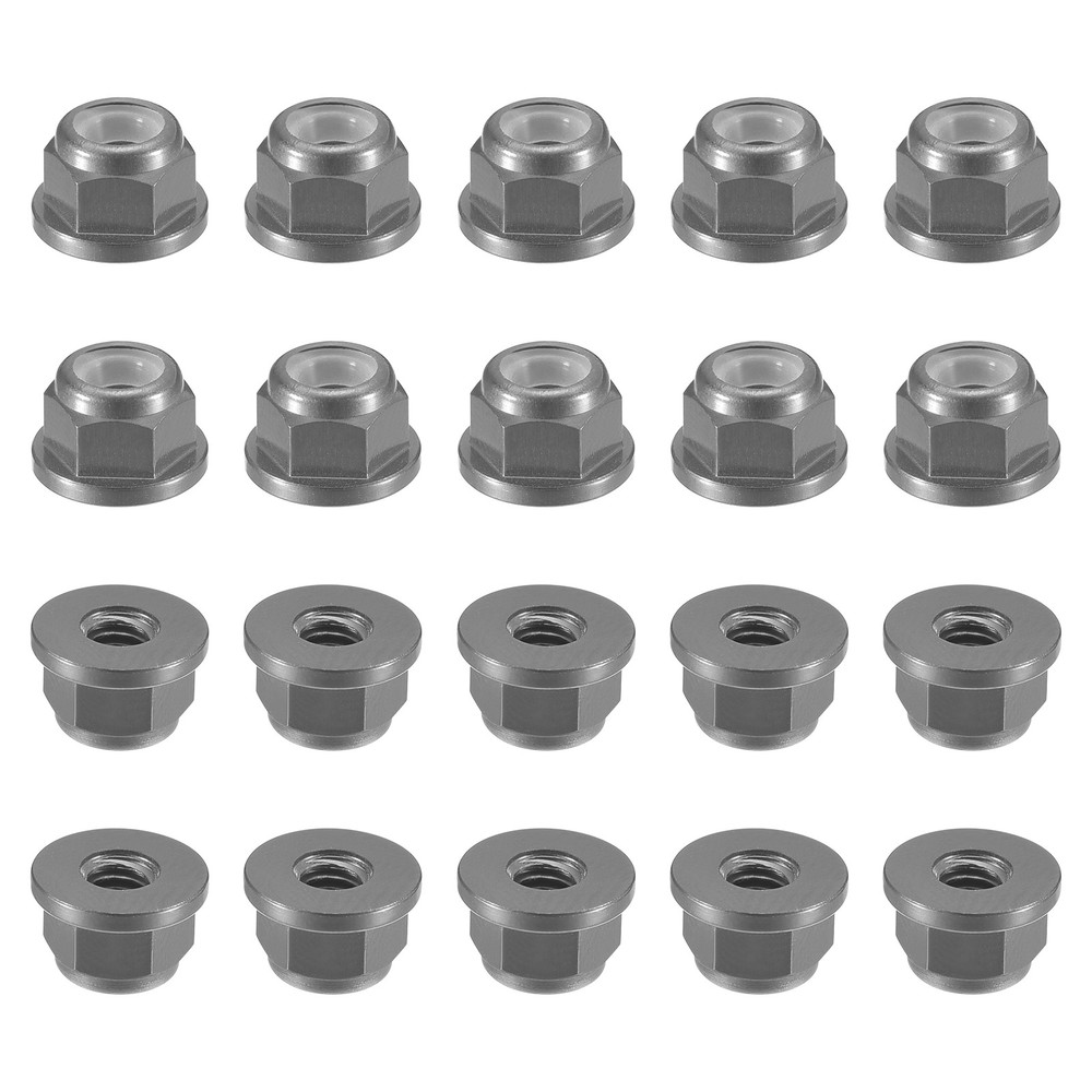 Nylon Insert Hex Lock Nuts, 20pcs - M2.5x0.45mm Self-Locking Nut(Titanium Gray)