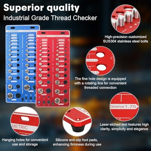 62 Nut and Bolt Thread Checker 25 SAE, Bolt and Nut Sizer, Thread Checker with