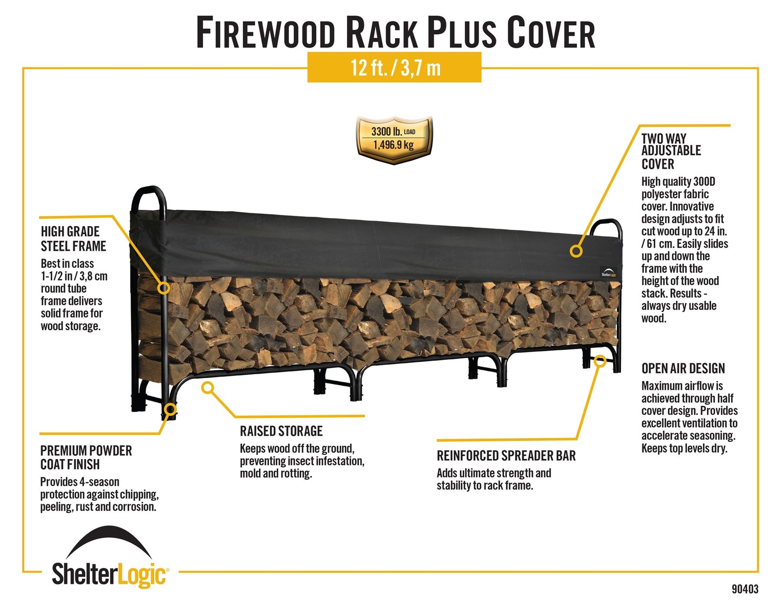 ShelterLogic Heavy Duty Firewood Rack, 12 ft.