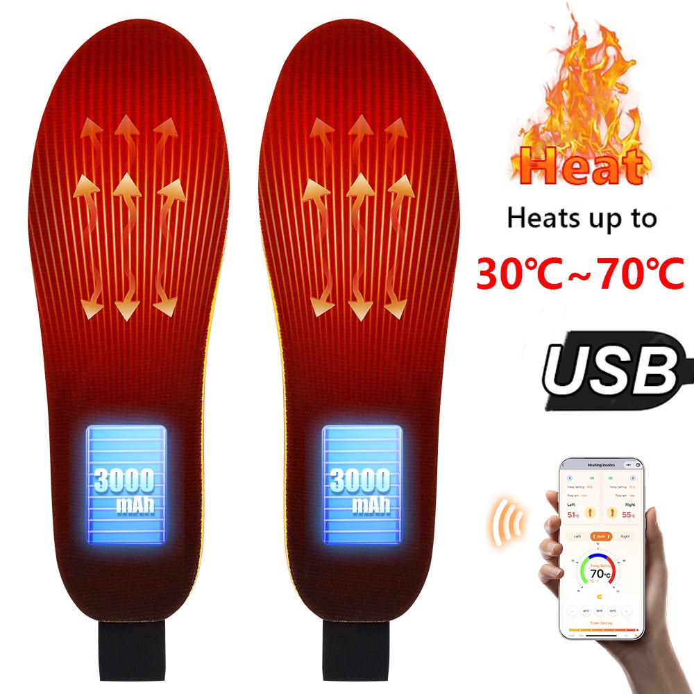 Heated Insoles for Women Men Foot Warmer USB Rechargeable Bluetooth APP Control