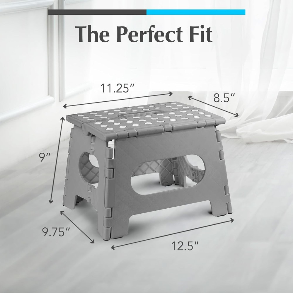 Compact Folding Step Stool - Supports 300 lbs, Ideal for Kitchen and Bathroom