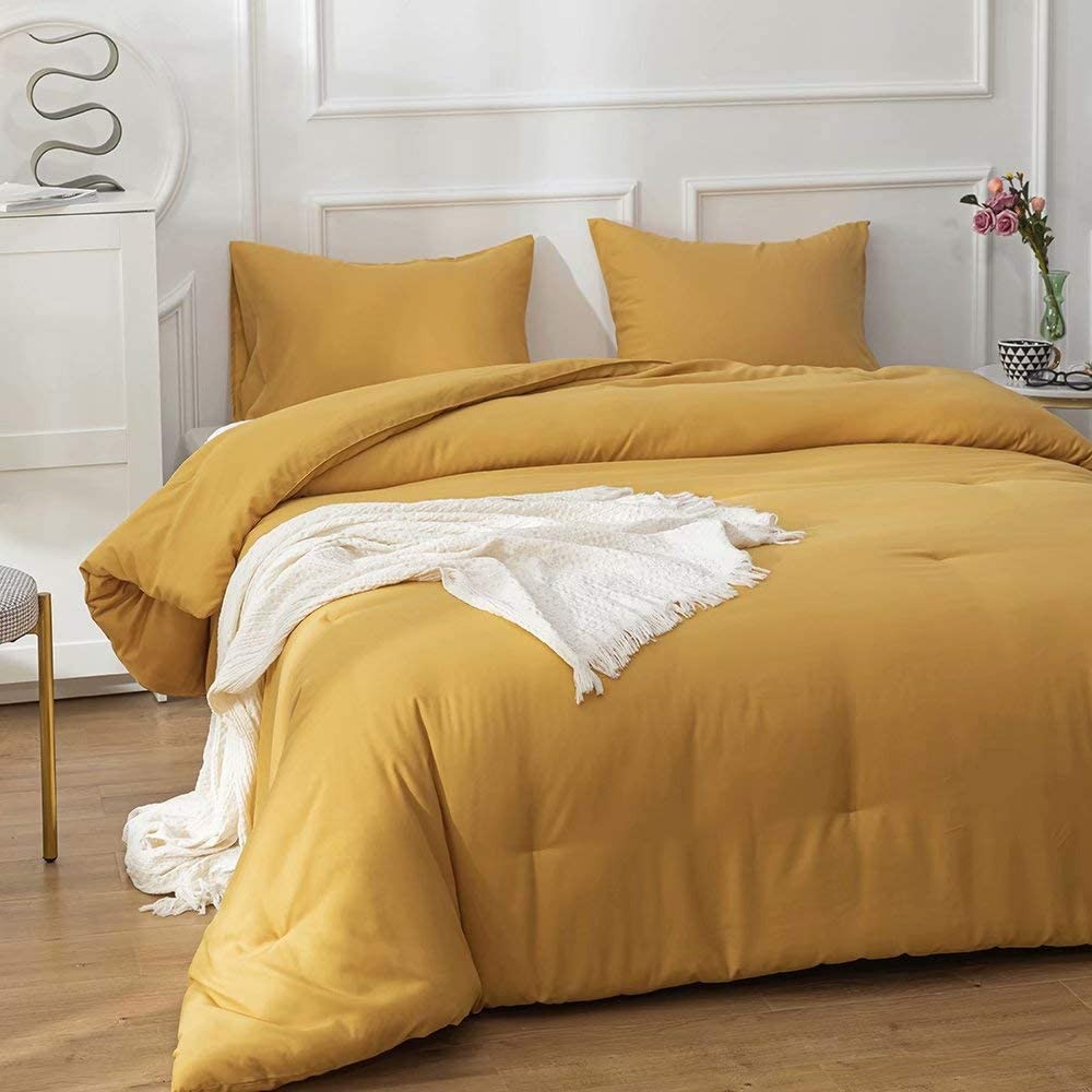 Mustard Yellow Comforter Sets Twin Dark Yellow Bedding Comforter Set Lightwei...