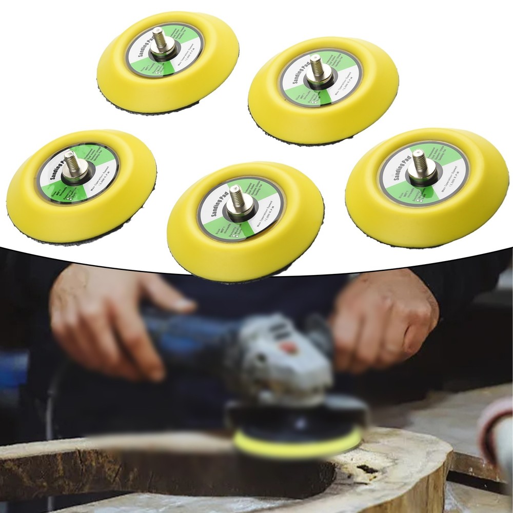 Sanding`Polishing Backing Pad`5pcs 3\ 75mm`Hook Loop M6 Thread For`Air Sander