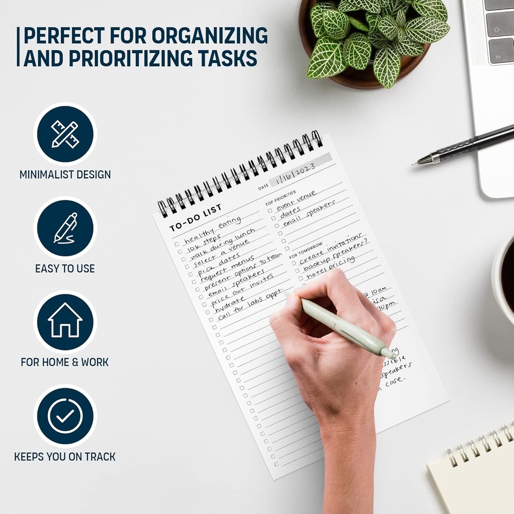 To Do List Notepad: With Multiple Functional Sections - 6.5 x 6.5x9.8”, White