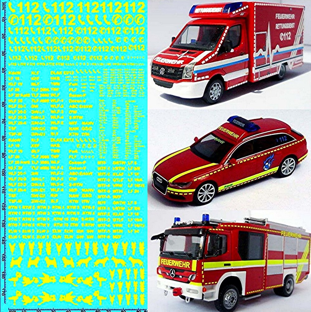 Emergency Services Yellow 1:87 Decal