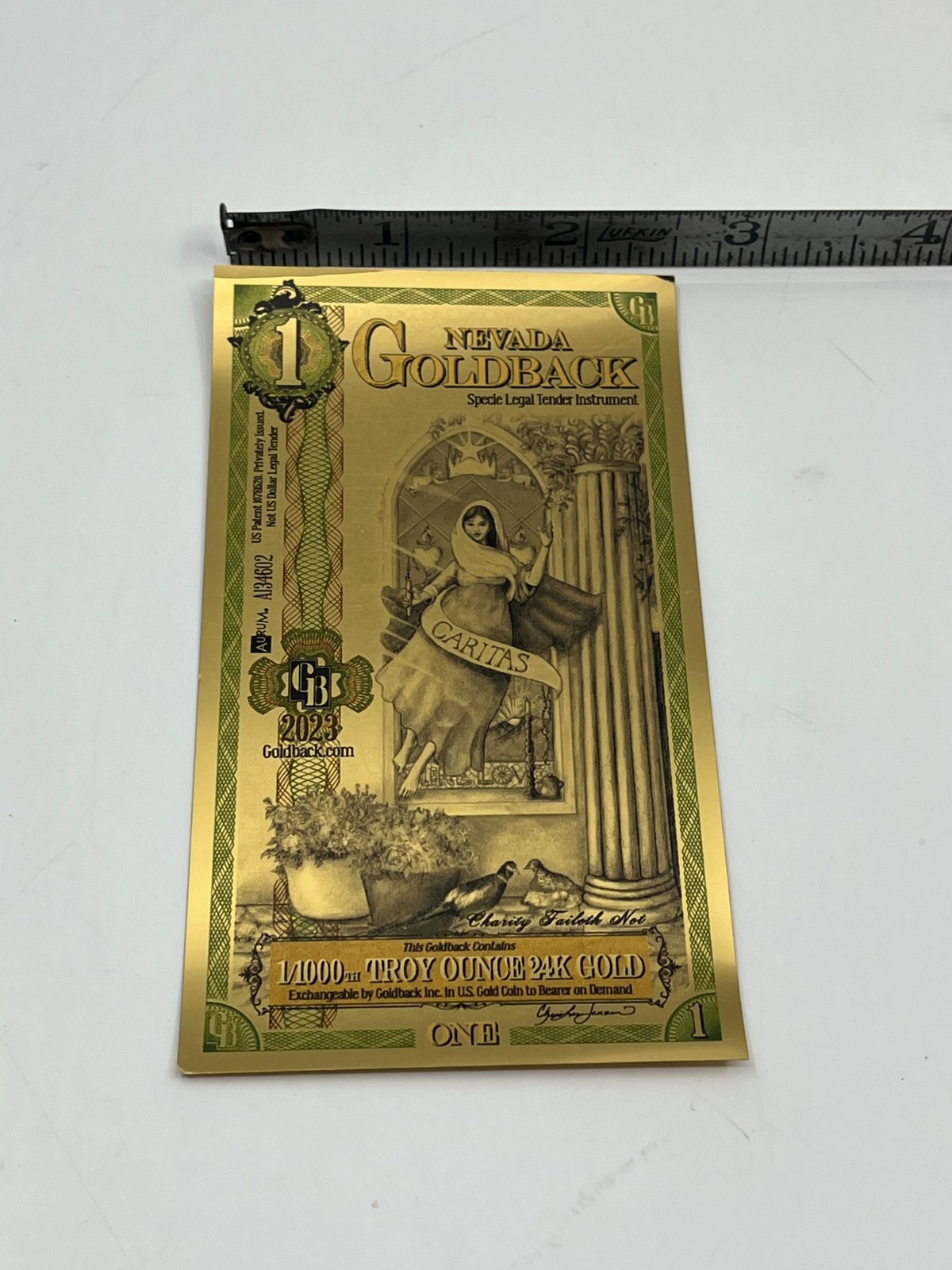 2023 One Nevada Gold Back 1/1000th Troy Ounce 24k Gold