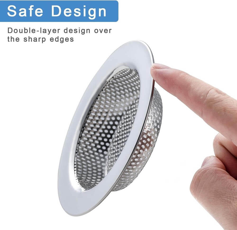 Effortless 4.5" Rustproof Sink Strainers - 2 Pcs with Double-Layer Design