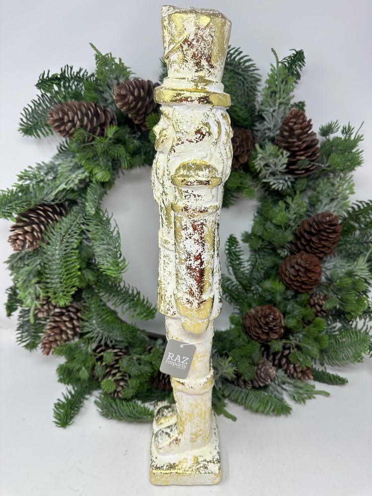 19" Whitewash Gold Nutcracker – Elegant Holiday Decor, Christmas Nutcracker, NEW