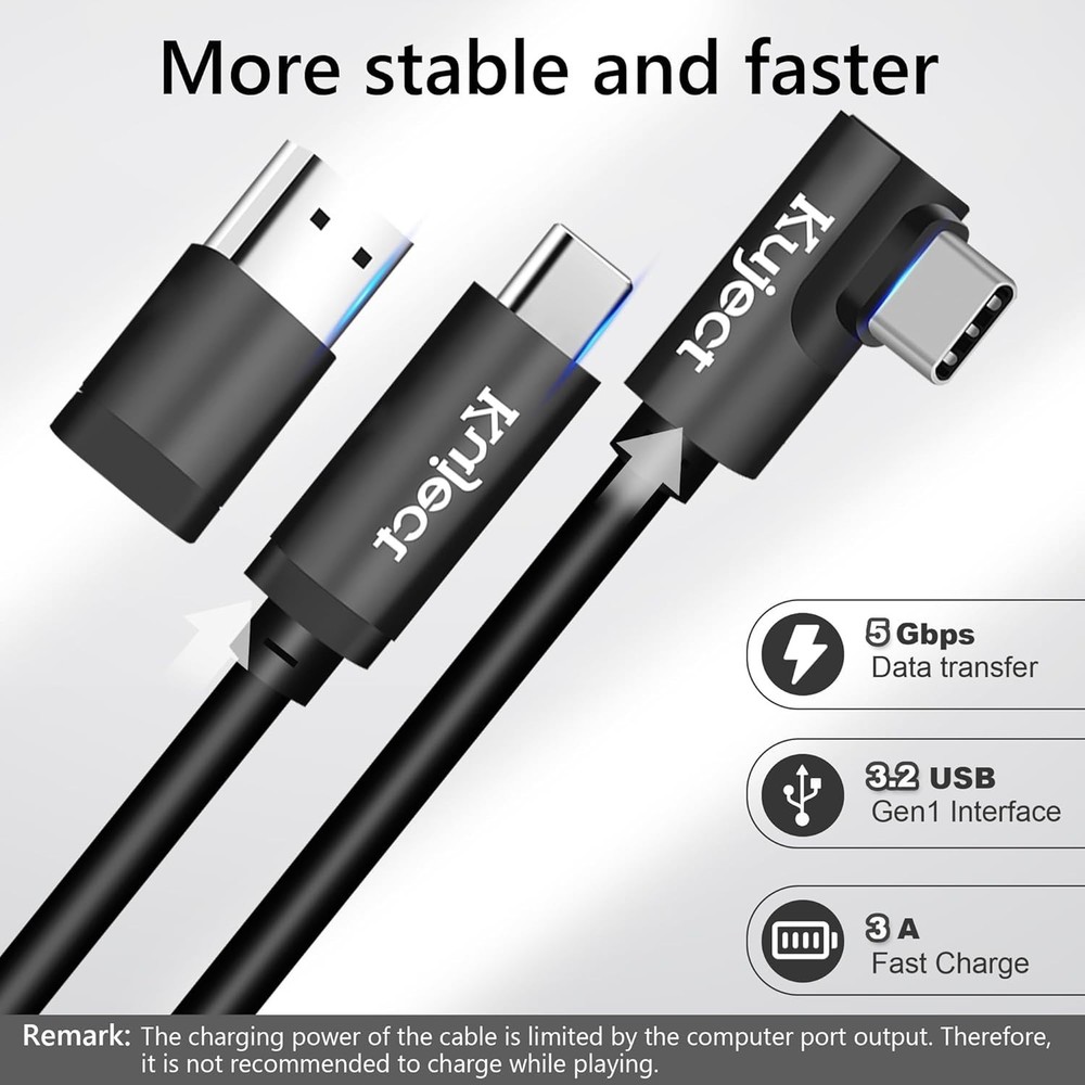 Durable 16FT USB 3.0 Type-C Cable for Oculus Quest/Pico 4 - Fast Data & Charging