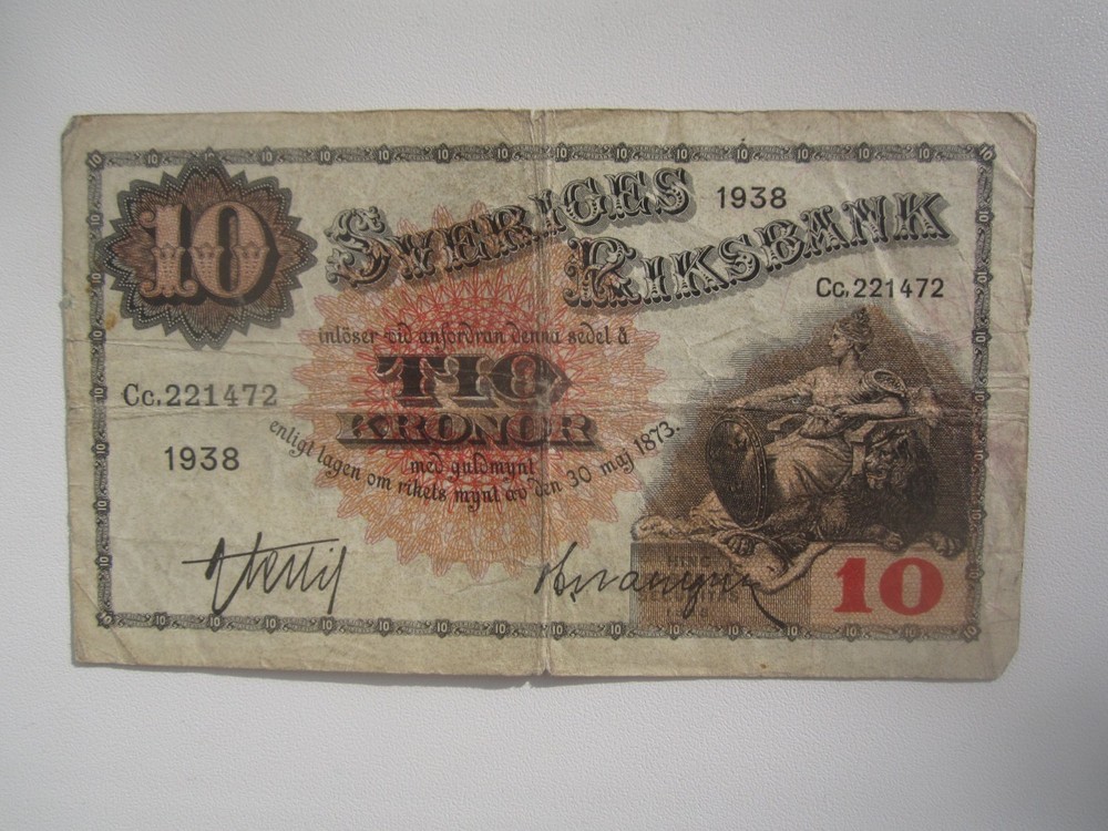 1938 SWEDEN 10 KRONOR