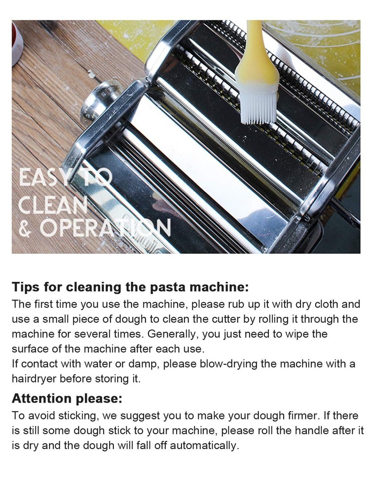 Pasta Maker Machine Stainless Steel Manual Noodle Makers Include Roller Cutter
