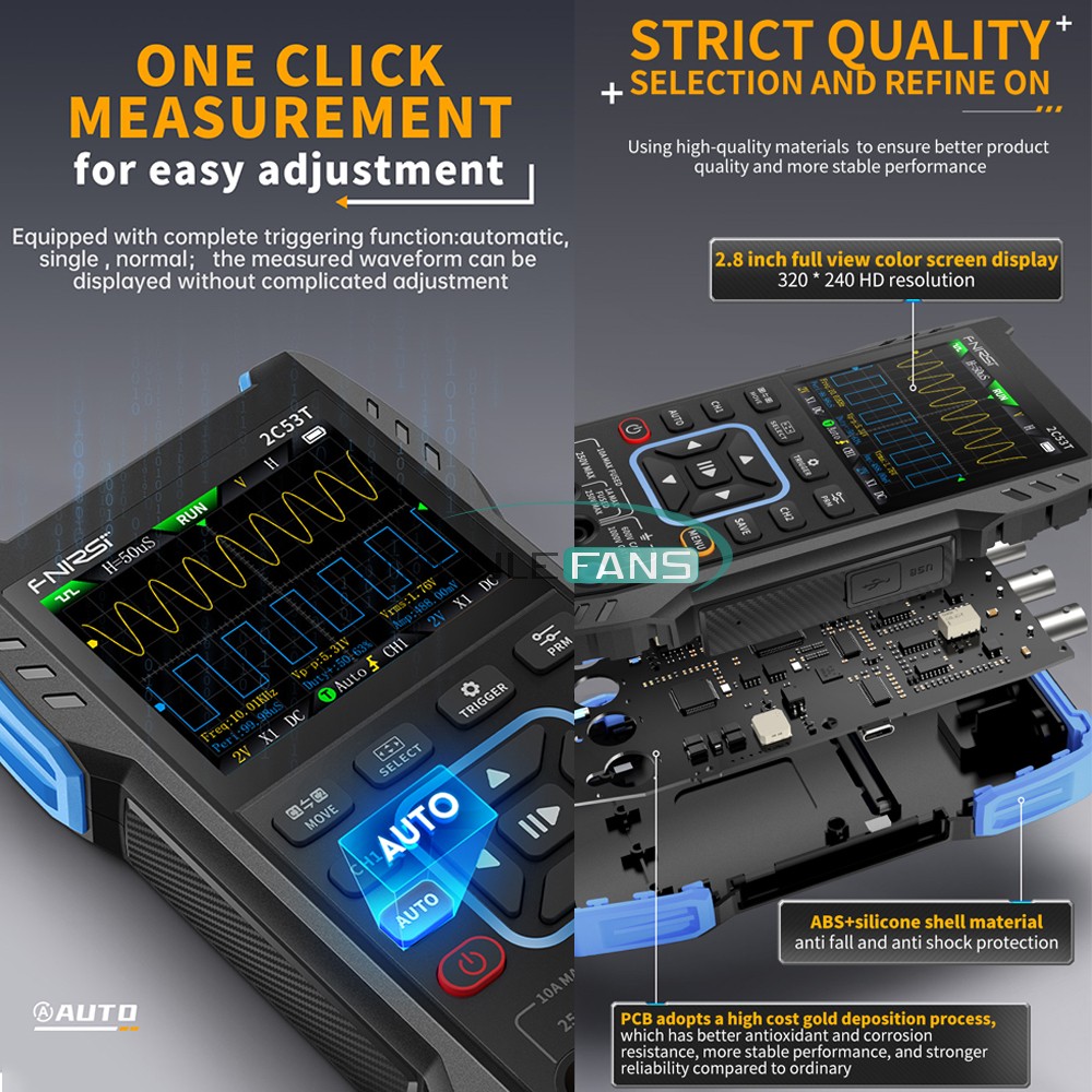 FNIRSI 2C53T Upgrade Handheld Digital Oscilloscope Multimeter Signal Generator