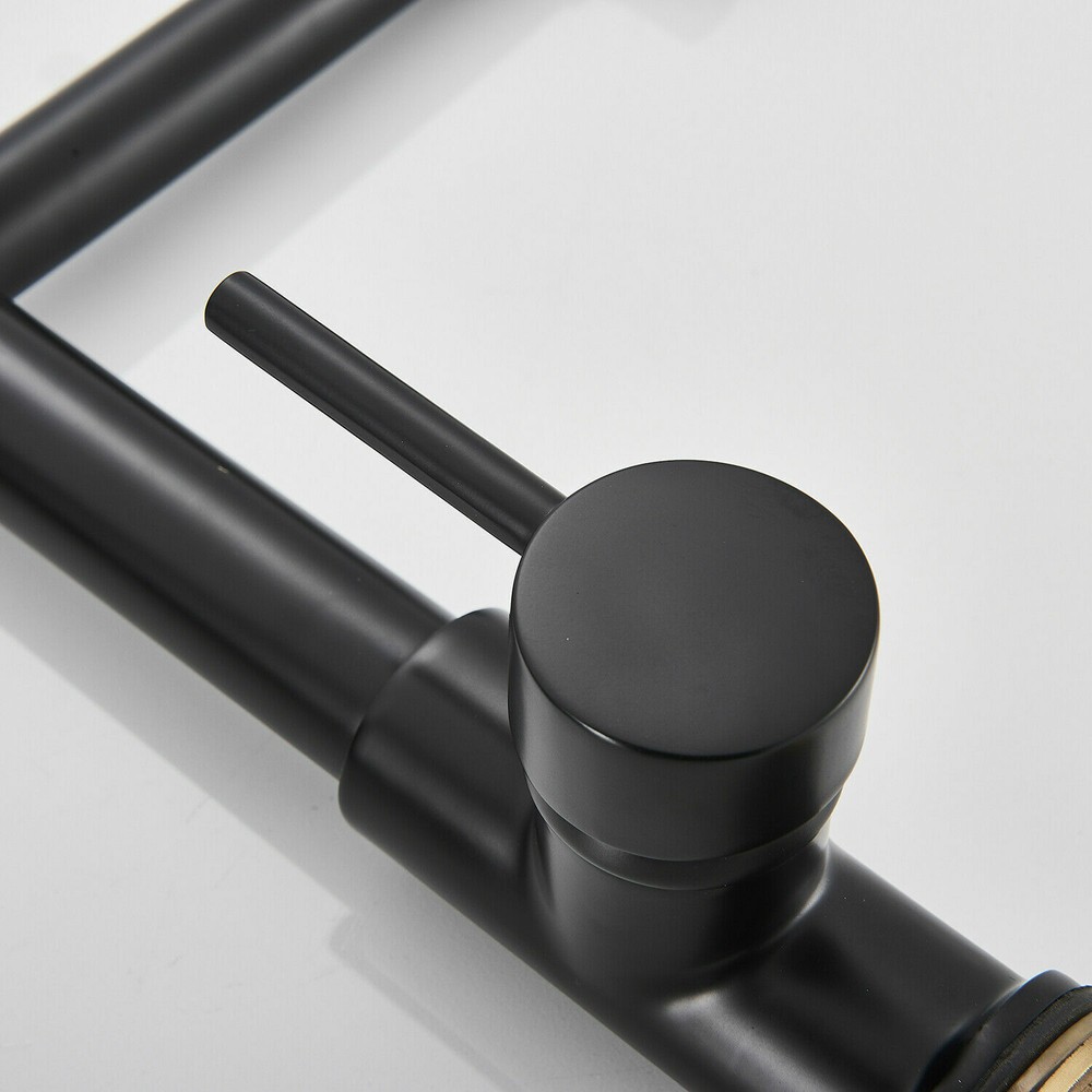 Matte Black Kitchen Sink Faucet Spring Pull Down Sprayer Mixer Tap Deck Mounted