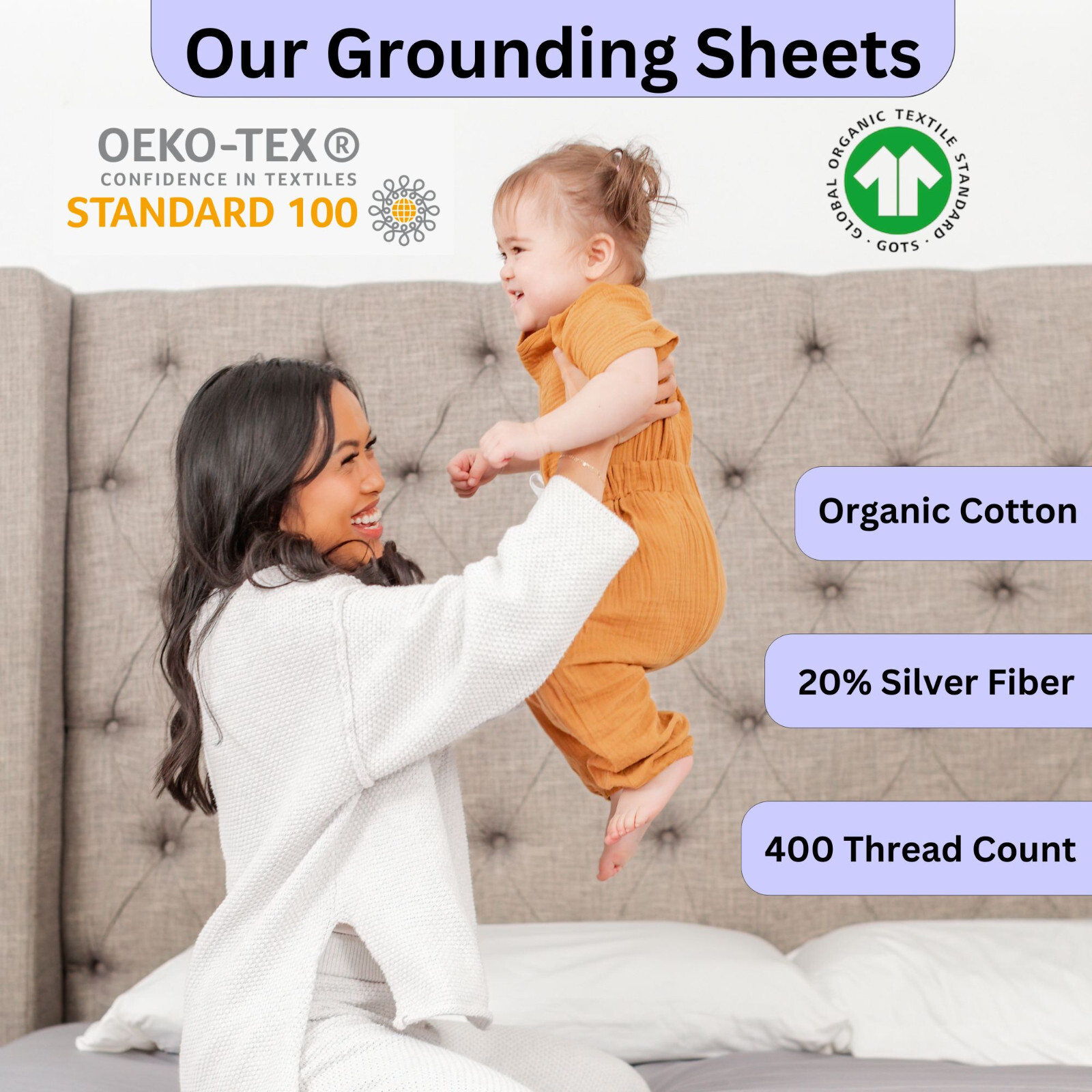 Fitted Grounding Sheets, 20% Silver Fiber, Certified Organic Cotton, MADE IN USA