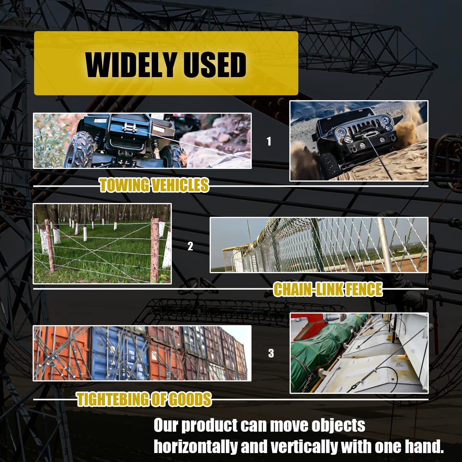 2 Ton 4400LB, Come Along Winch, Heavy Duty Cable Puller, Rope Come Along Puller