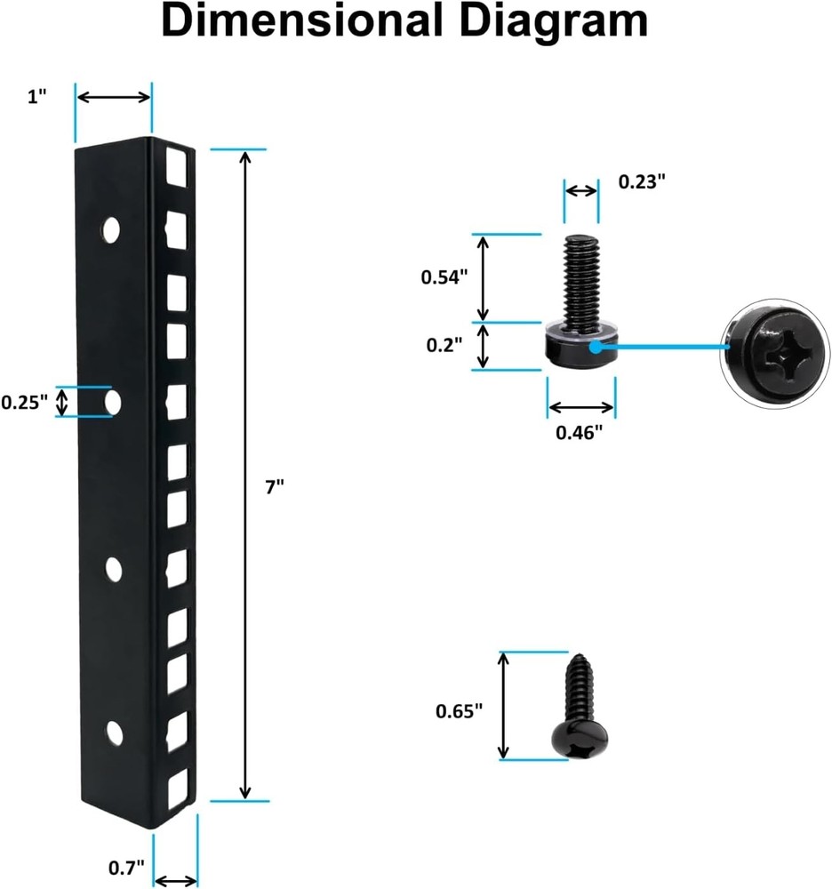 Server Rack Rails 4U w/ M6 Cage Nuts & Screws