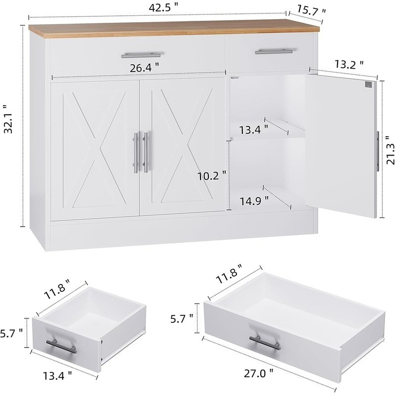Buffet Cabinet Large Storage Multi-functional Sideboard Console Table W/ Drawers