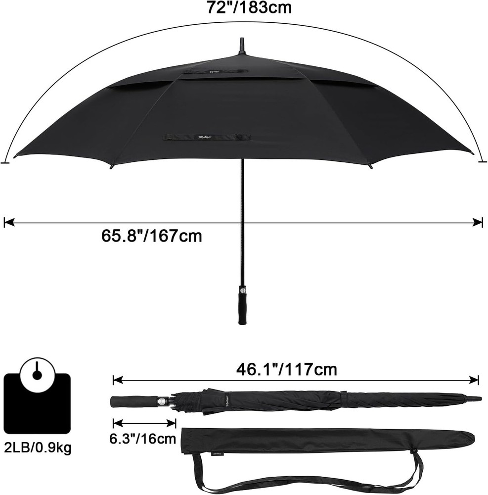 72 Inch Huge Large Oversize Golf Umbrella Automatic Open Double Canopy Windproof