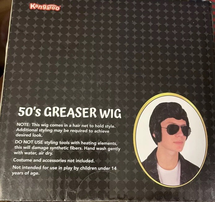 Adult 50's Black Greaser Wig Sideburns Costume Accessory Kangaroo