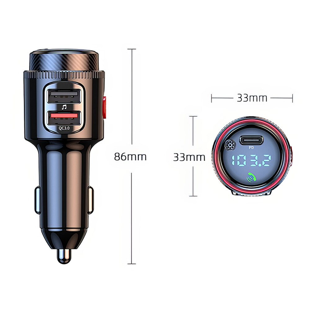 Car Bluetooth FM Transmitter PD 45W Car Charger Power Adapter Cigarette Lighter