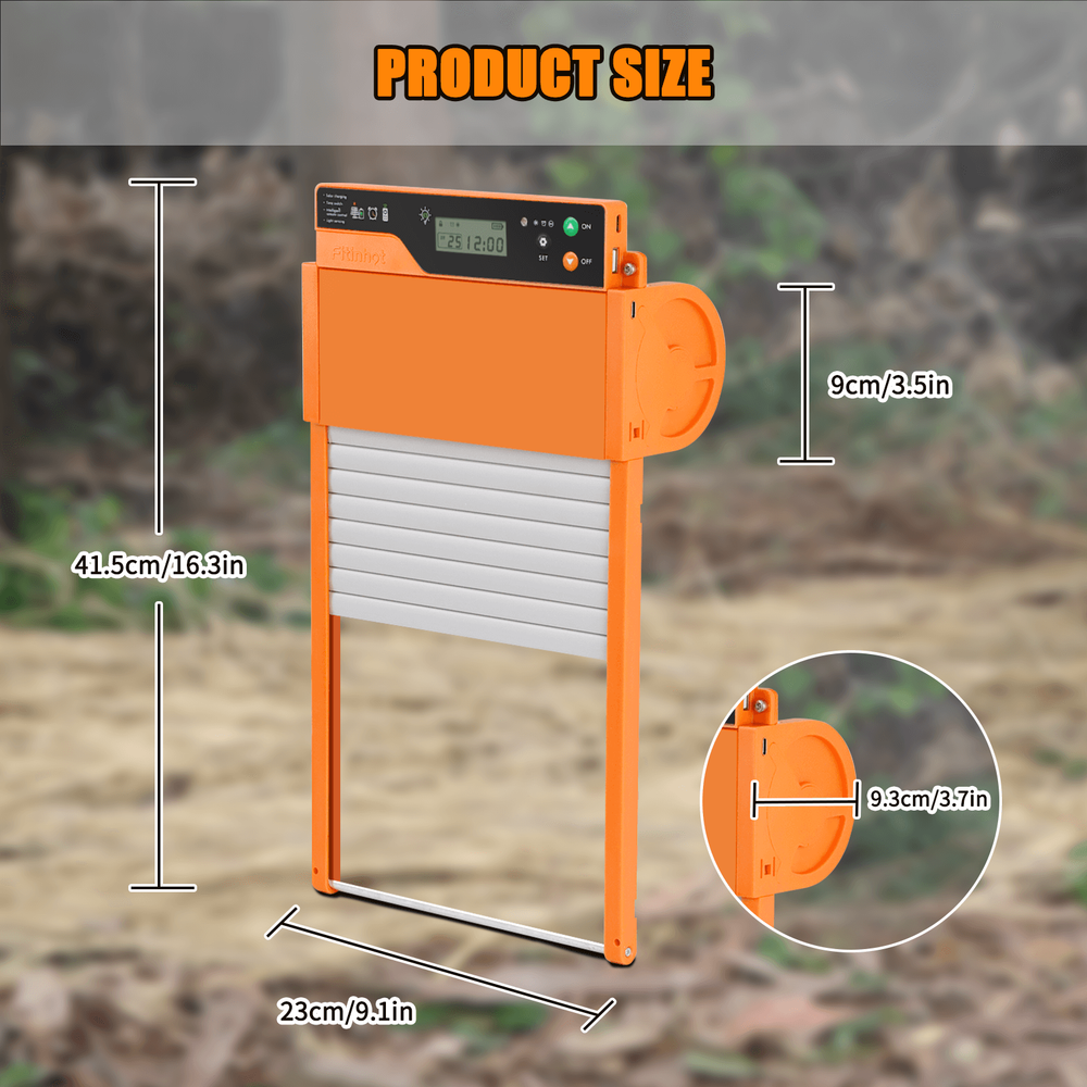 Fitinhot Auto Chicken Coop Door Solar Powered Timer Light 100FT Remote Control