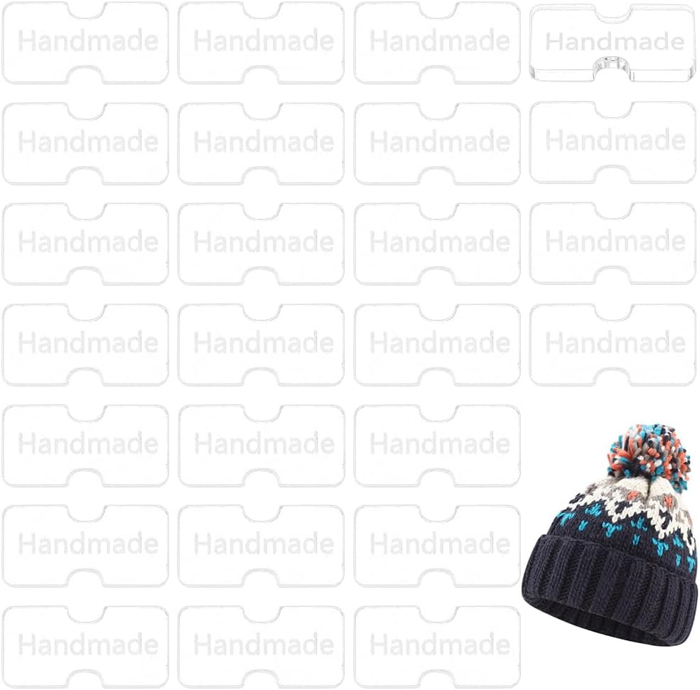 50 Acrylic Hat Pom Buttons, Rectangular Holders, Knitted Hat Fastener Tool