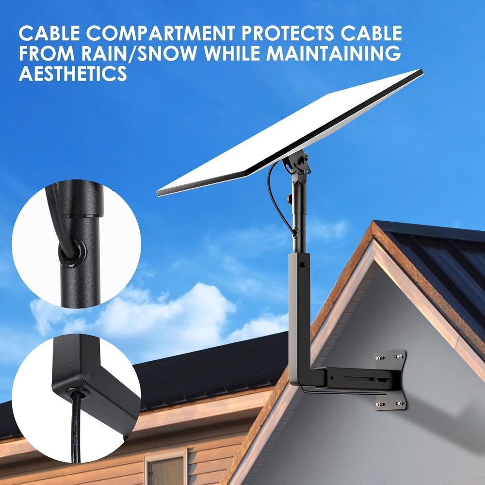 Adjustable Starlink Gen 3 Wall Mount - Telescoping Support Arm Rustproof Black