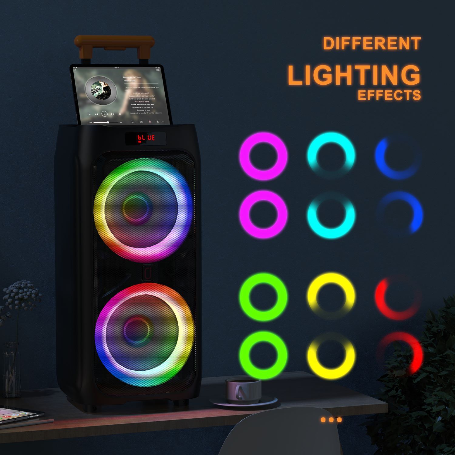 JYX Large Karaoke Machine for Adult + 2 Mic Bluetooth Party Speaker with Wheels