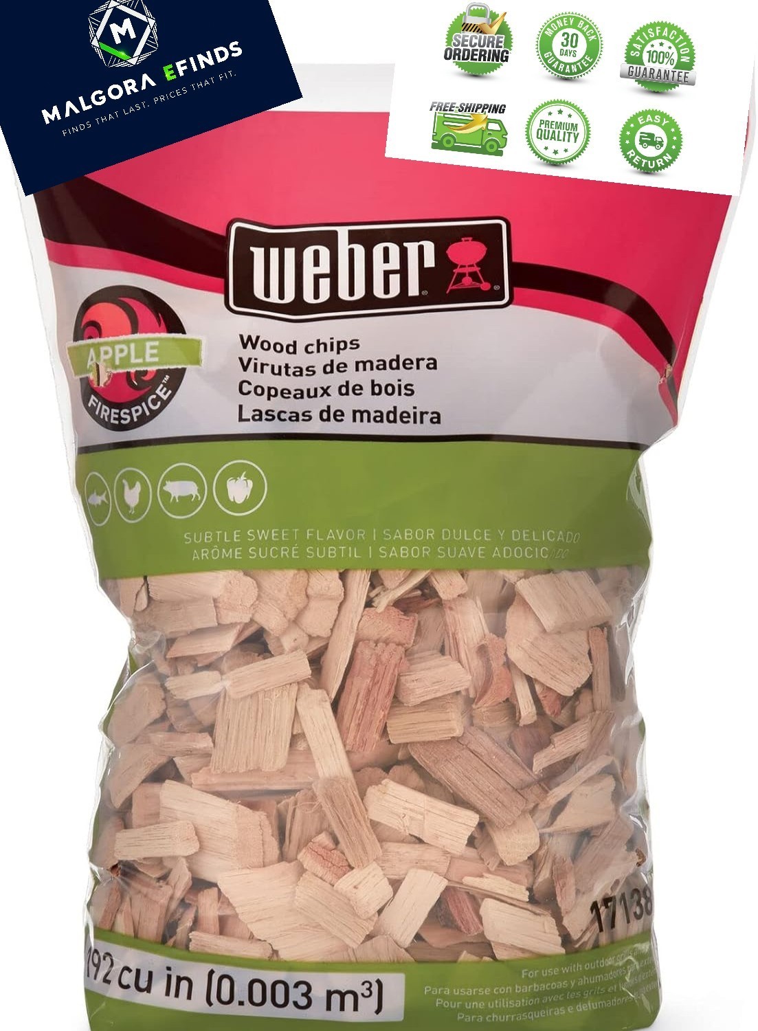 Apple Wood Smoking Chips For Grilling Sweet Flavor Natural Hardwood 2 Lb Bag BBQ