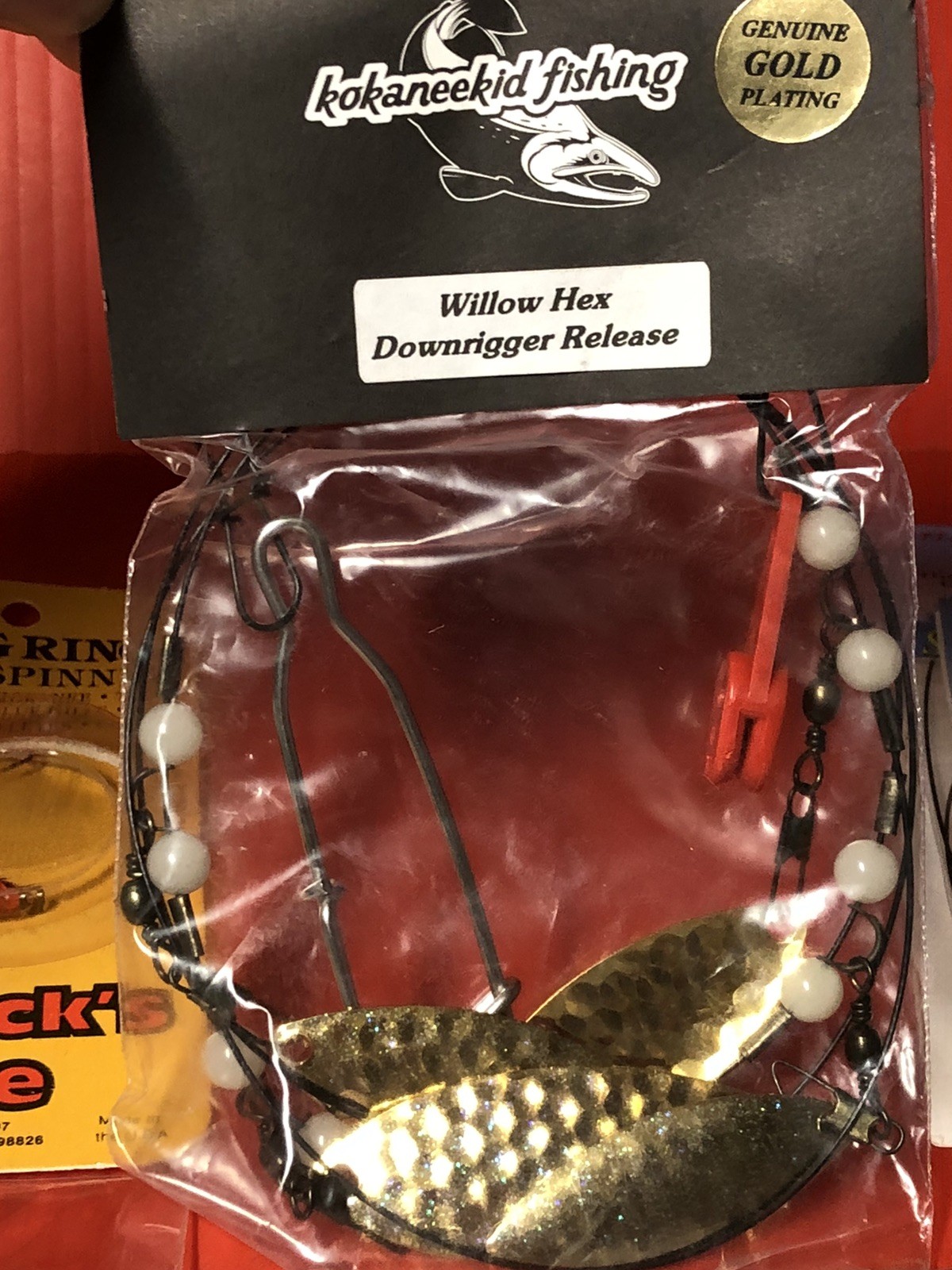 Fishing Tackle Lot. Hoochies, Mack’s Wedding Ring Spinners, Kokaneekid Release